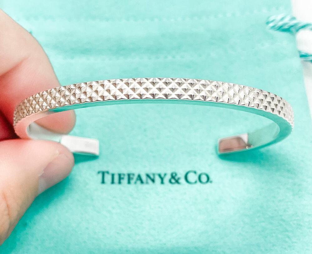 Tiffany & Co. Diamond Point Cuff Bangle Bracelet Sterling Silver 6.5"